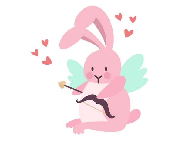 浪漫唯美粉色小兔子元素