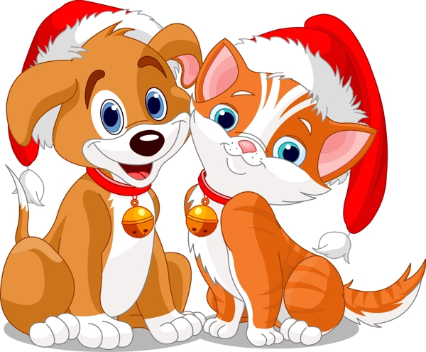 卡通圣诞猫狗图图片