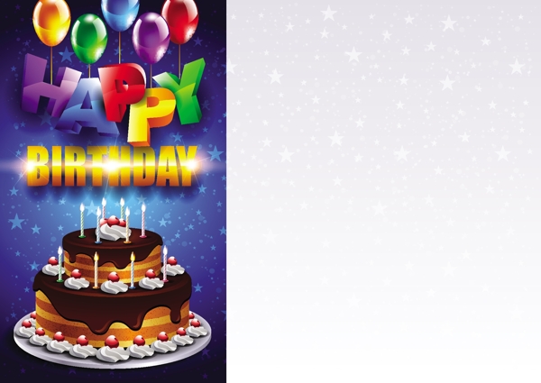 生日蛋糕彩球矢量图片