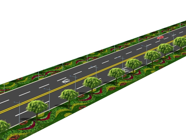 公路绿化效果图图片