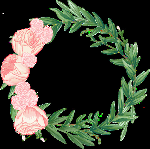 玫瑰花卉花环PNG透明素材