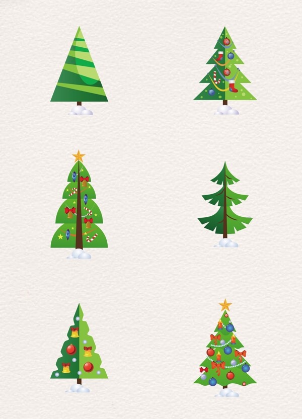 一组圣诞节圣诞树eps装饰图案