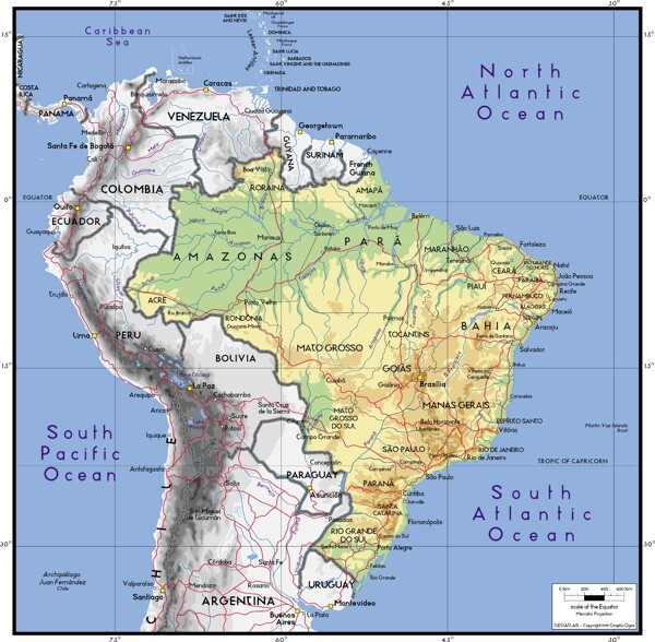 美丽的世界地图矢量素材巴西地图