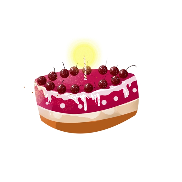卡通手绘一个樱桃蛋糕设计