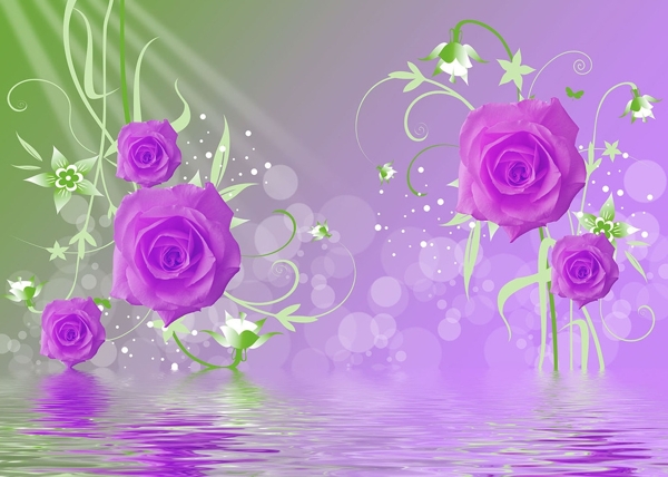 3D梦幻紫色玫瑰