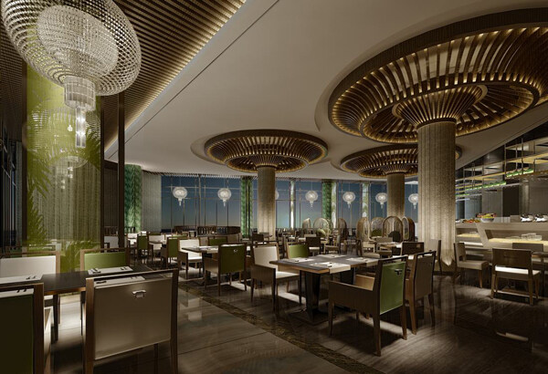 大气华贵餐饮商业空间大厅效果图设计图片