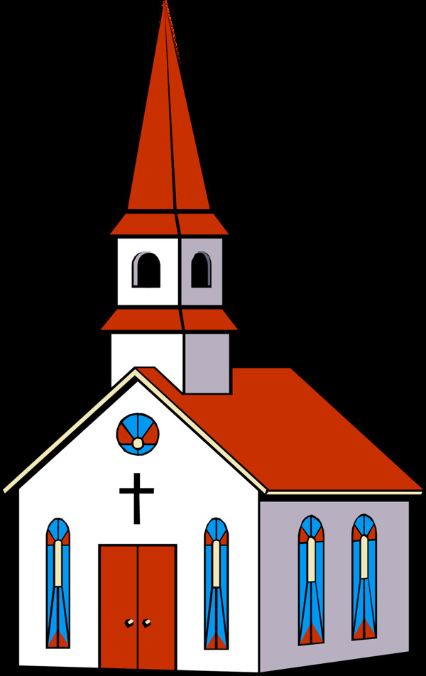 卡通红白教堂png元素