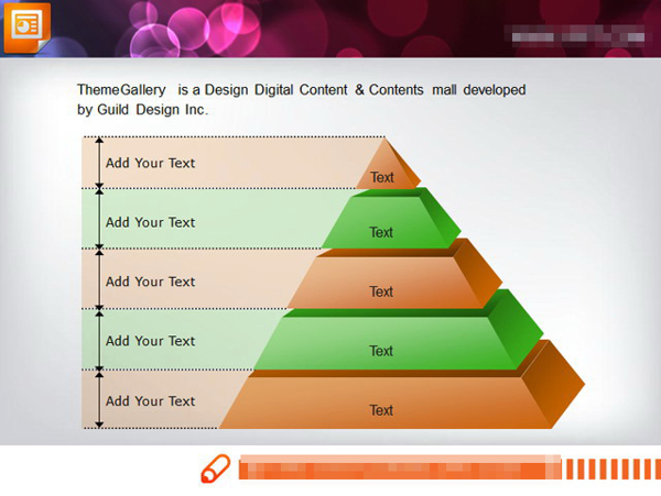 绿色加橙色金字塔PPT组织架构图模板