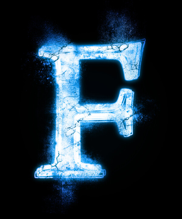蓝色雪花字母F图片