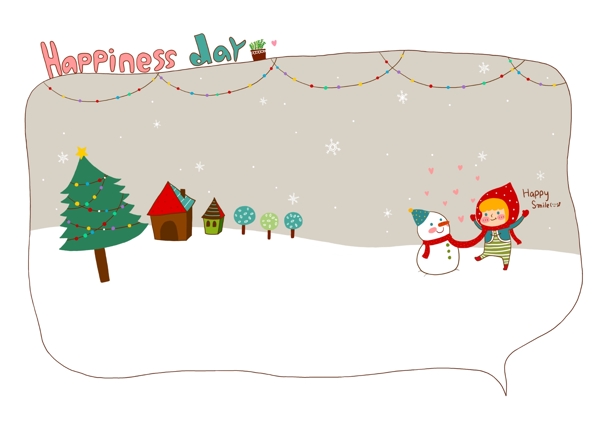 雪地上的小红帽和圣诞树