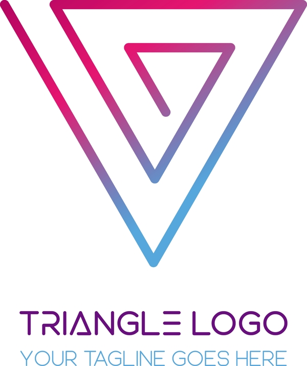 红蓝渐变的三角螺旋logo模板