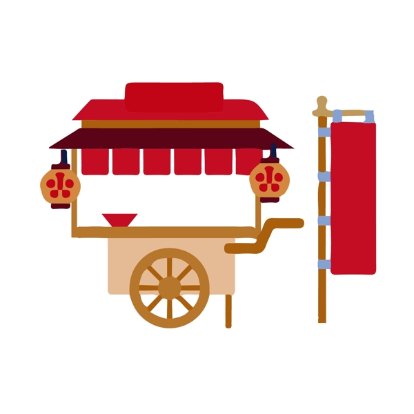 日式装饰车子餐车古典图标几何