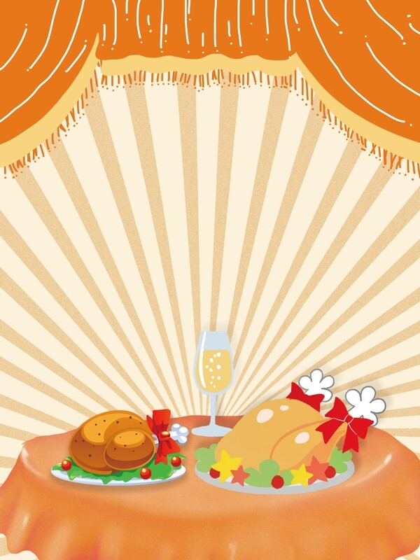 感恩节美食背景展板