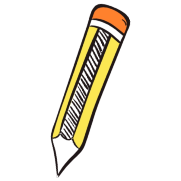 黄色黑色白色橙色橘黄色铅笔手写