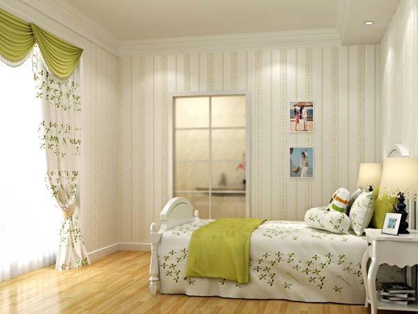室内设计温馨卧室墙纸效果图
