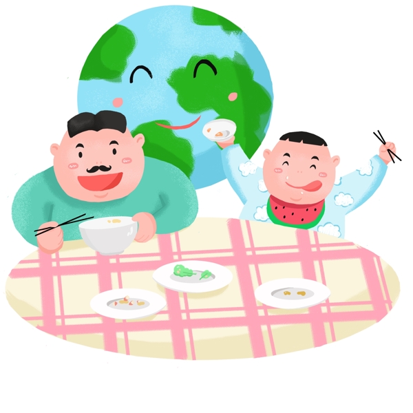 世界地球日光盘行动绿色环保板绘插画元素