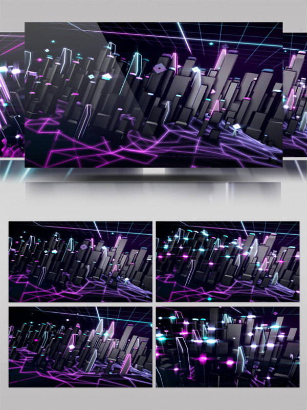 紫色科技绚丽建筑视频素材