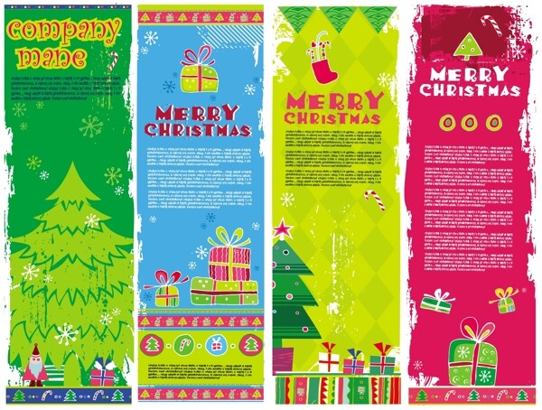 4款精美圣诞节装饰卡片矢量素材