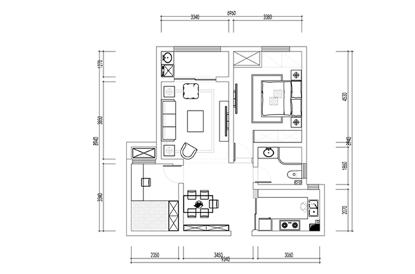 小户型住宅CAD家装平面图