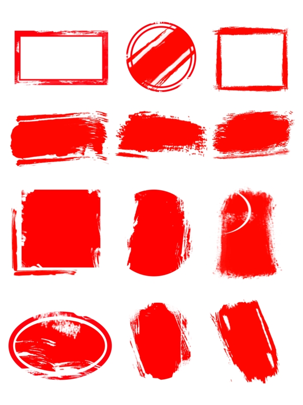 红色印章边框图案套图免扣元素