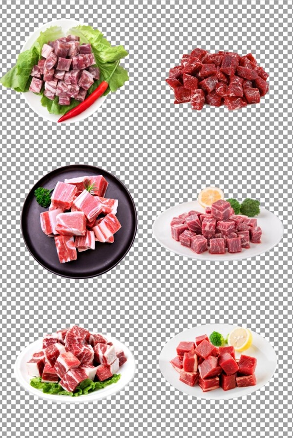 新鲜肉粒肉块图片
