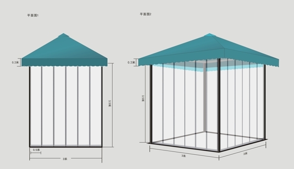 广告亭立体图