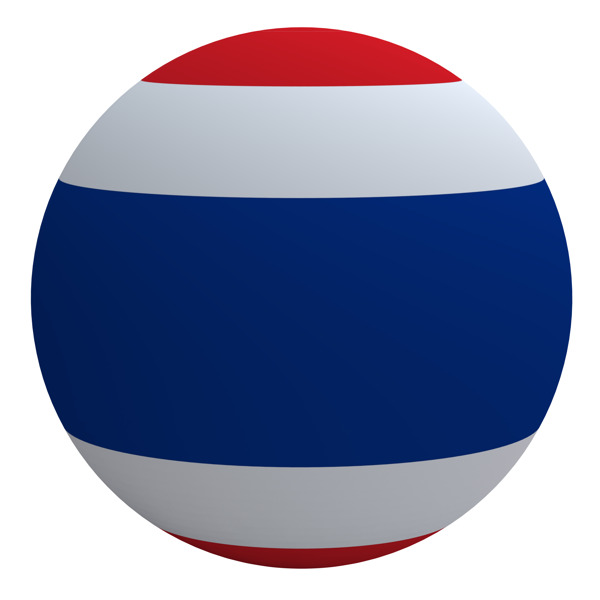 泰国国旗上的球孤立在白色