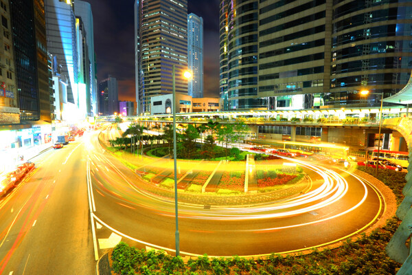 城市建筑道路夜景图片