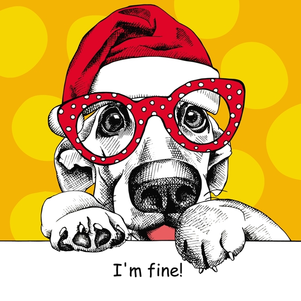 可爱狗狗动物圣诞节海报矢量