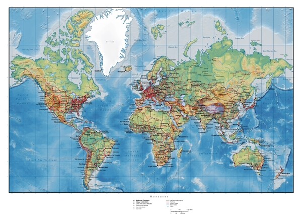 丘陵地形矢量图的世界地图