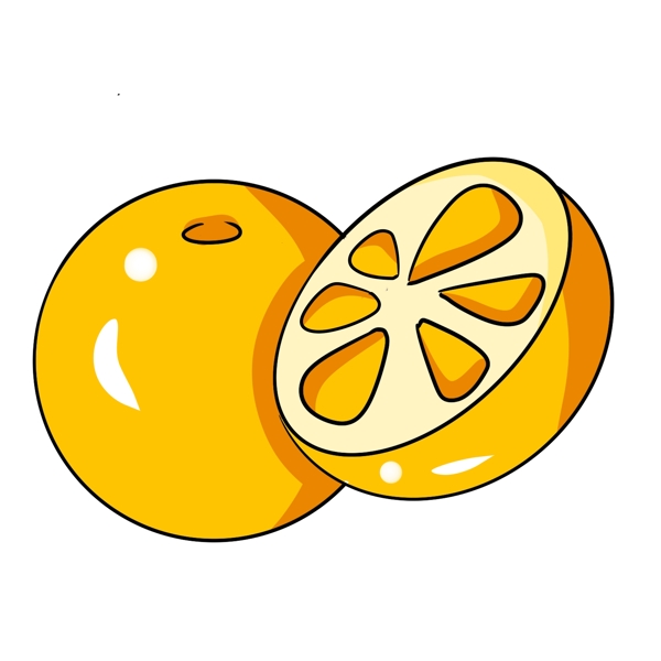 黄色手绘柠檬水果元素