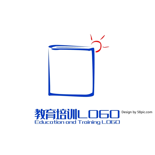 原创手绘简约书本太阳培训班教育LOGO