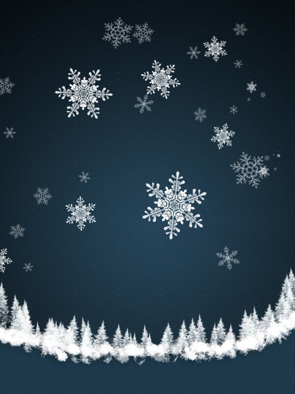 原创雪花蓝色圣诞节树林背景