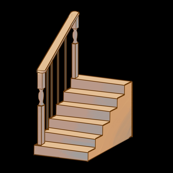 卡通棕色楼梯插图