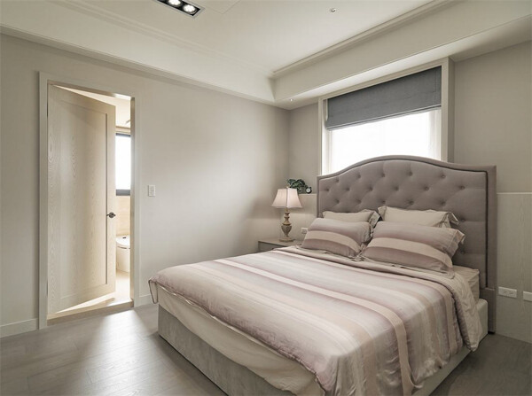 现代清雅卧室灰色床头室内装修效果图