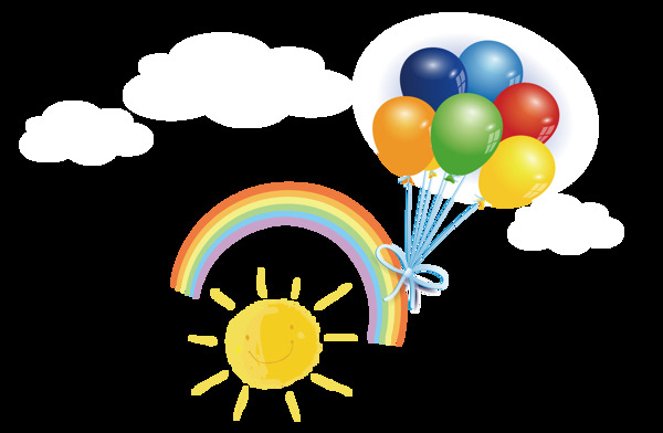 手绘彩虹气球元素
