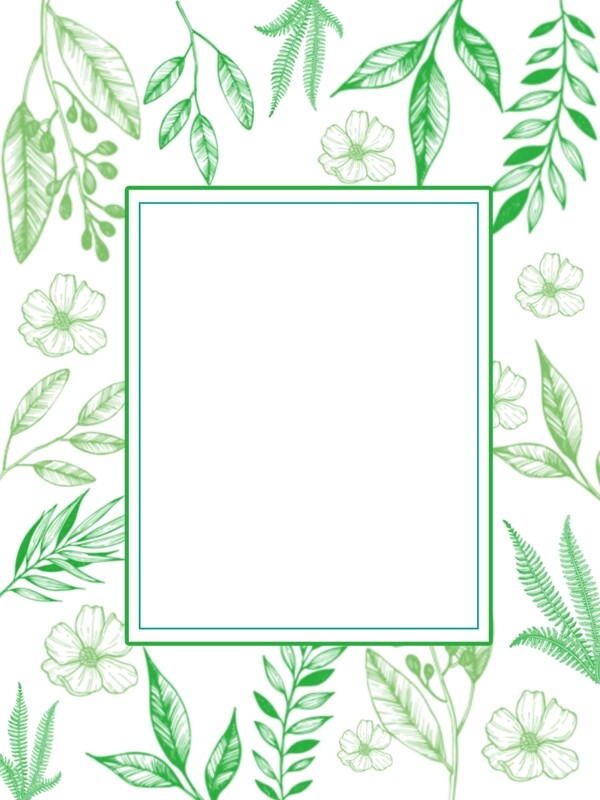 绿色植物花草手绘边框图