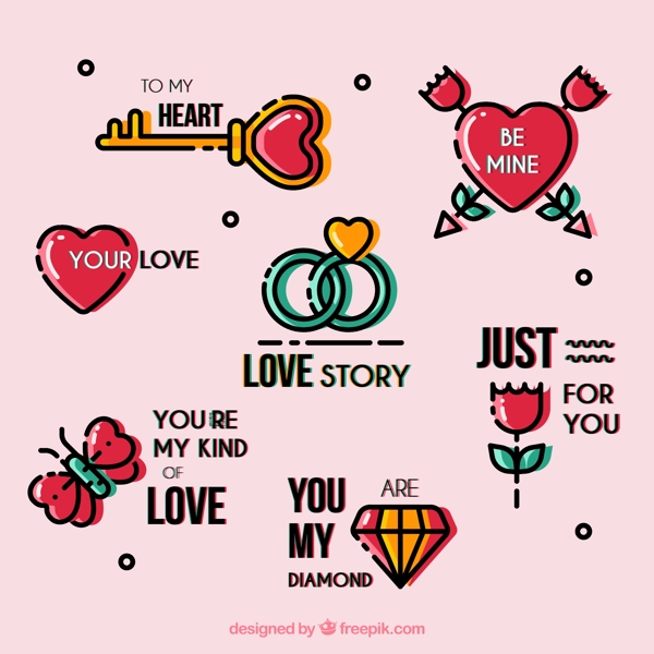 7款彩色爱情语言图案
