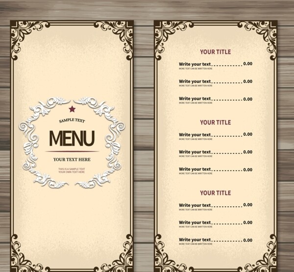 简约餐厅菜单设计矢量图