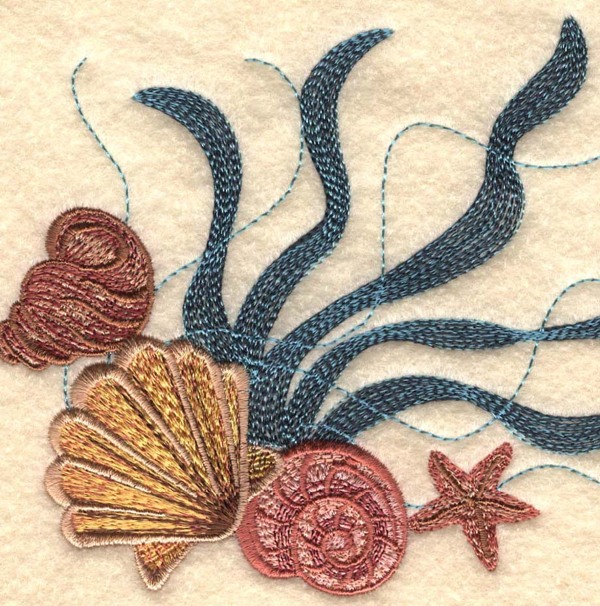绣花动物海螺海贝海草免费素材