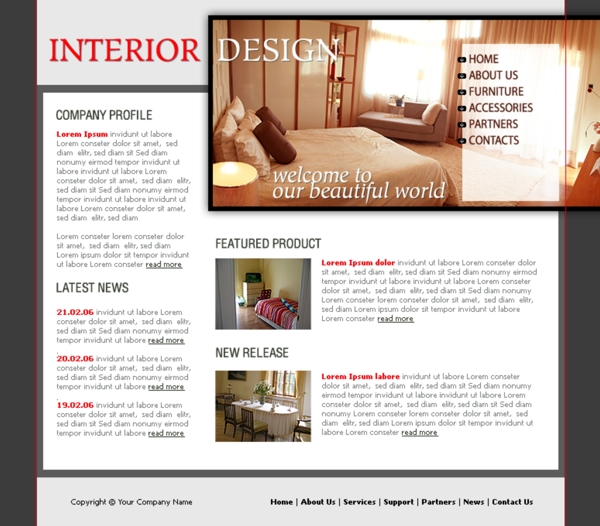 室内装修设计企业网页模板