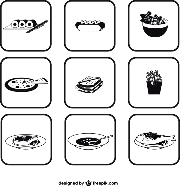 黑白食品图标