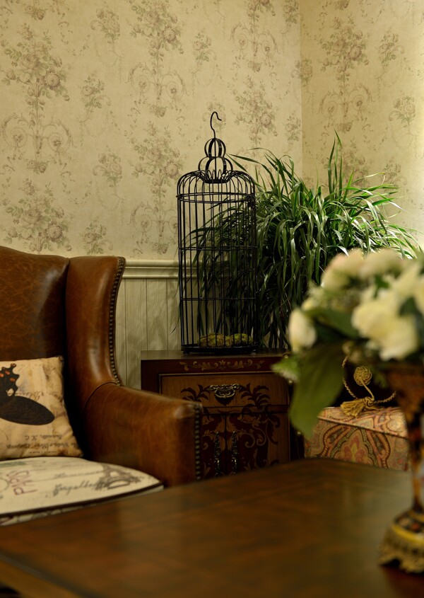 美式客厅茶几盆景设计图
