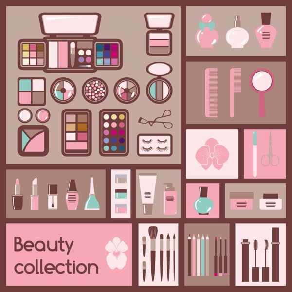 矢量化妆品与化妆工具