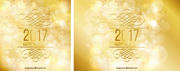 优雅的金色装饰新年背景