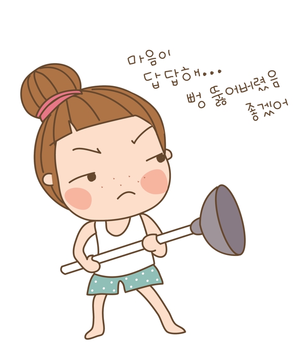 卡通韩国女孩战斗