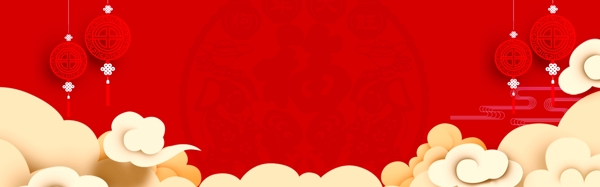 红色新年中国年banner背景