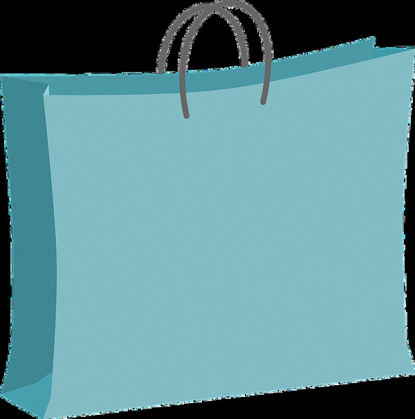 浅蓝色纸购物袋免抠png透明图层素材