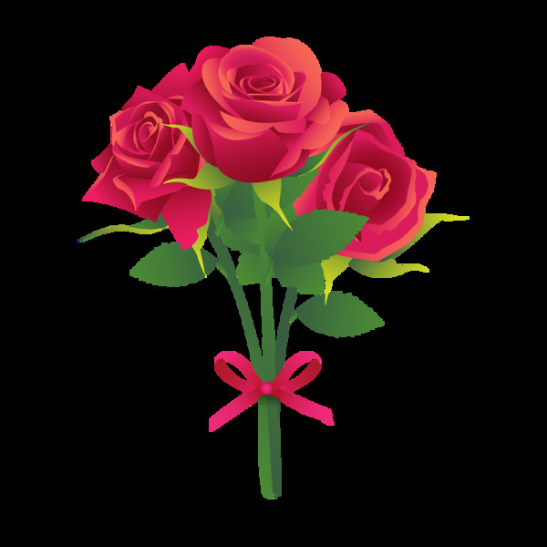 美丽靓丽鲜红色玫瑰花花朵花束实装饰元素