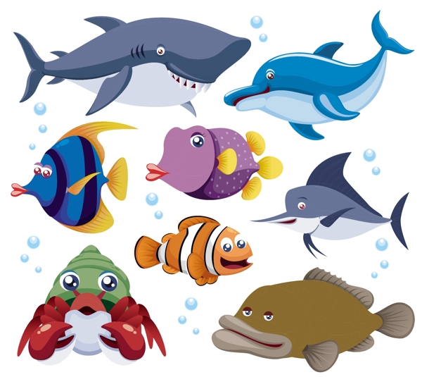 8种海洋动物矢量